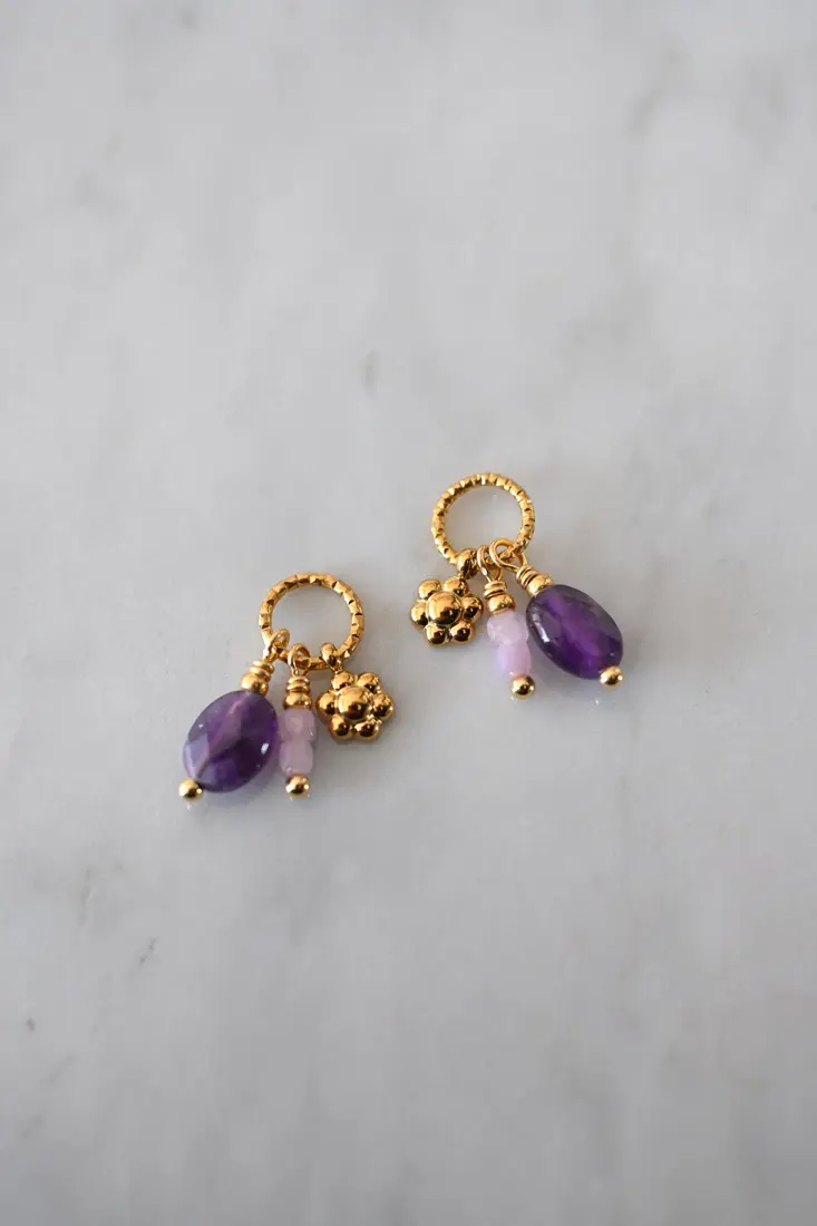 Verwisselbare oorbel hangertjes | Purple love