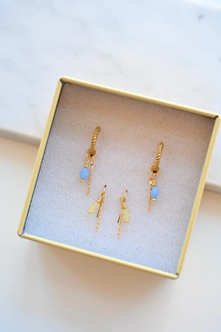 Set verwisselbare oorringen | butter yellow & baby blue