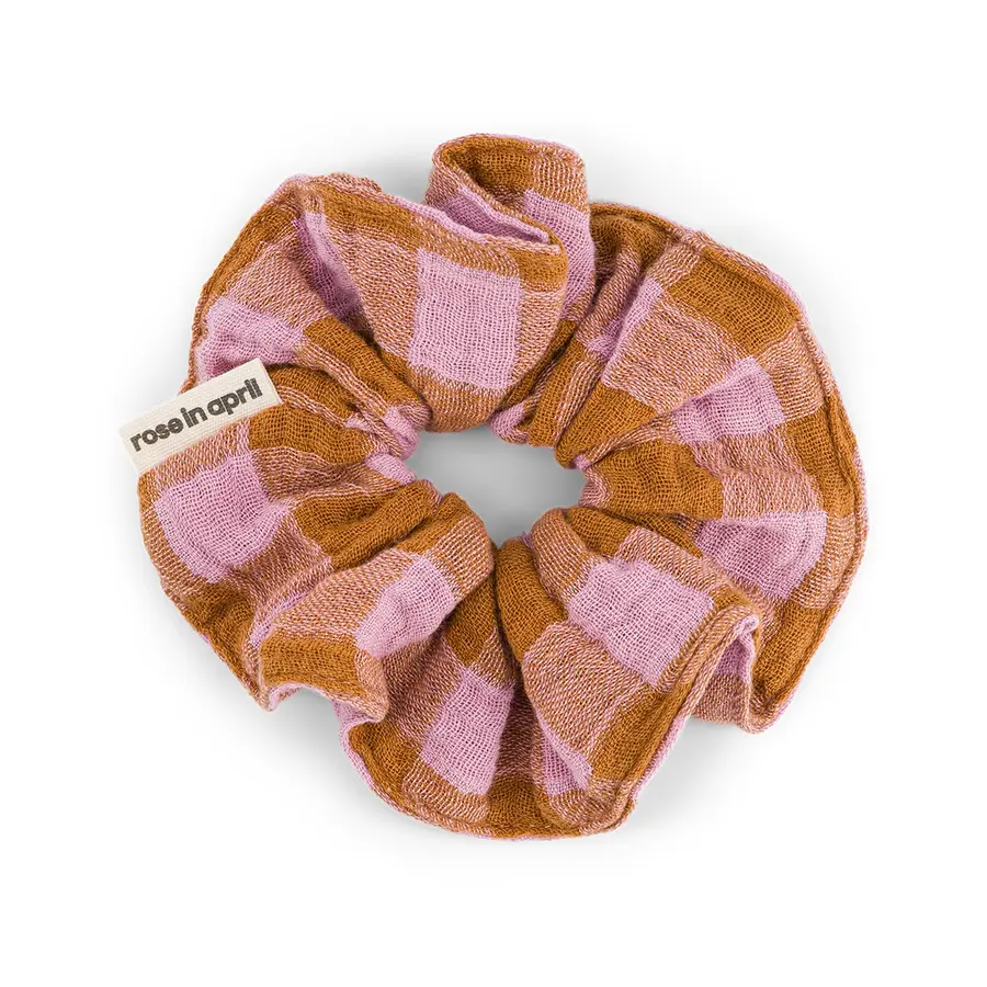 Vichy scrunchie mauve – caramel